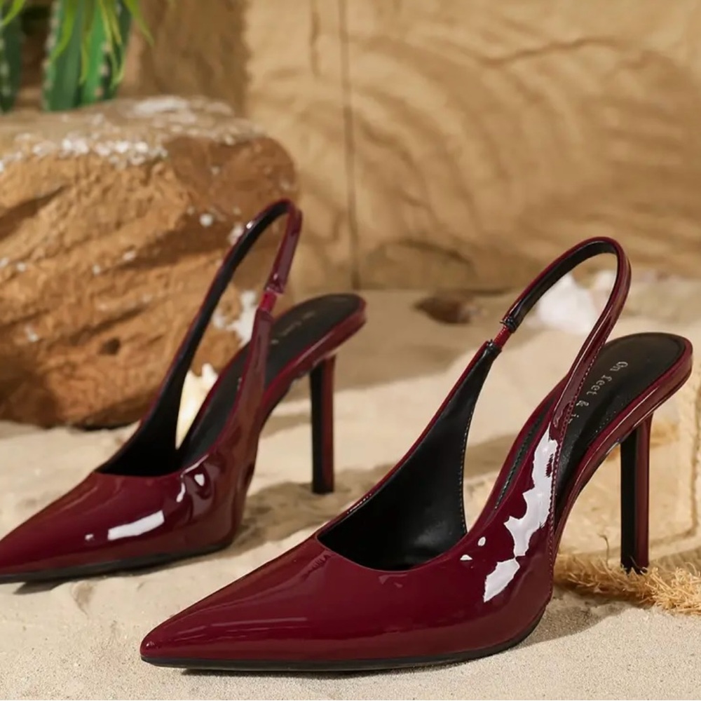 Elegant Burgundy Slingback Heels